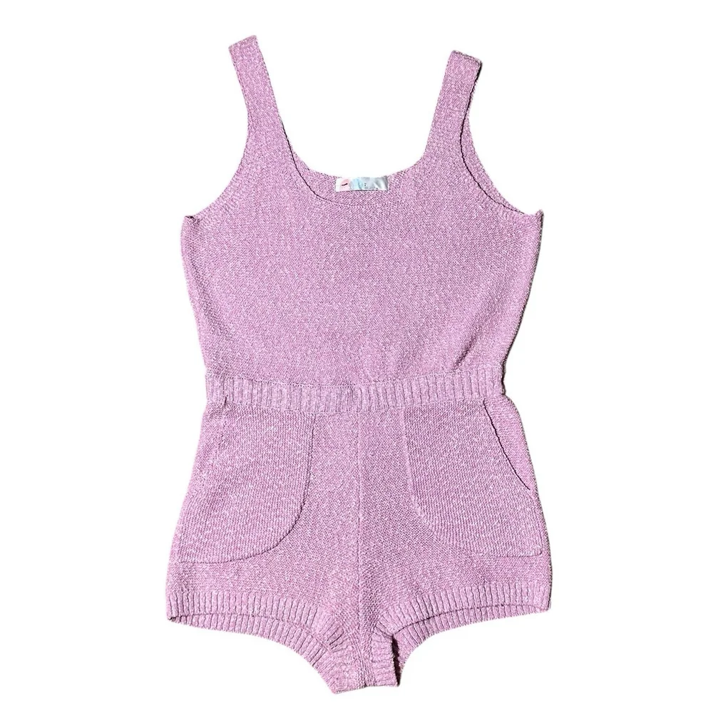 Free People Beach NWOT Womens Pink Declan Sweater Romper LG Relaxed Fit Cotton